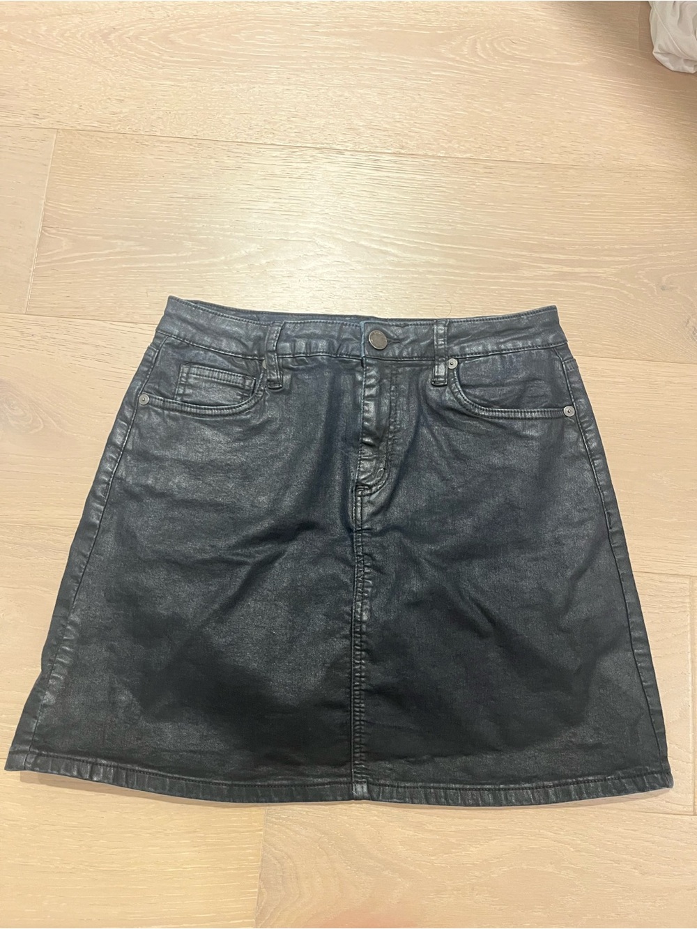 Blank NYC Black Faux Leather A-Line Skirt